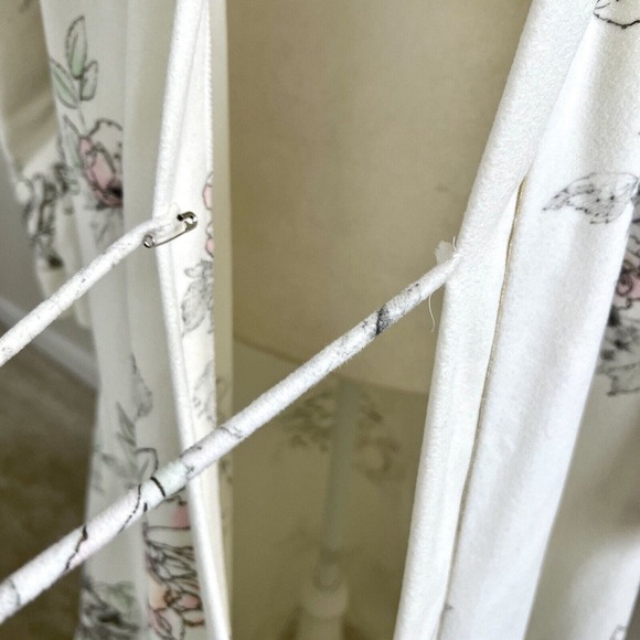 Vintage 80s Miss Elaine Large Fleece Robe Tie Front Side Pockets Country Cottage - Picture 12 of 16